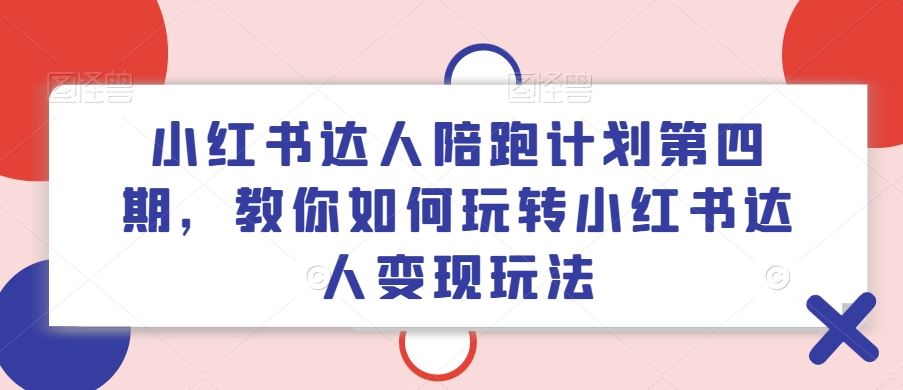 小红书达人陪跑计划第四期，教你如何玩转小红书达人变现玩法-甄选网创