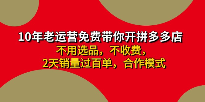 （11853期）拼多多 最新合作开店日收4000+两天销量过百单，无学费、老运营代操作、…-甄选网创