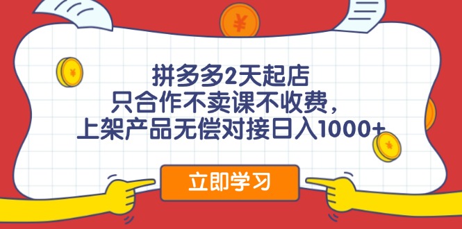 （11939期）拼多多2天起店，只合作不卖课不收费，上架产品无偿对接日入1000+-甄选网创