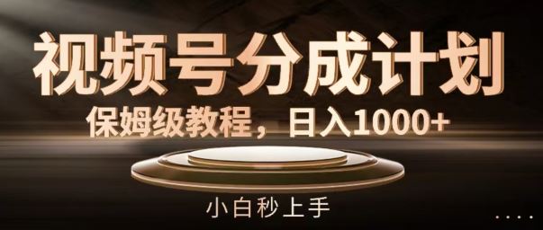 视频号分成计划保姆级教程，日入1K，小白秒上手【揭秘】-甄选网创