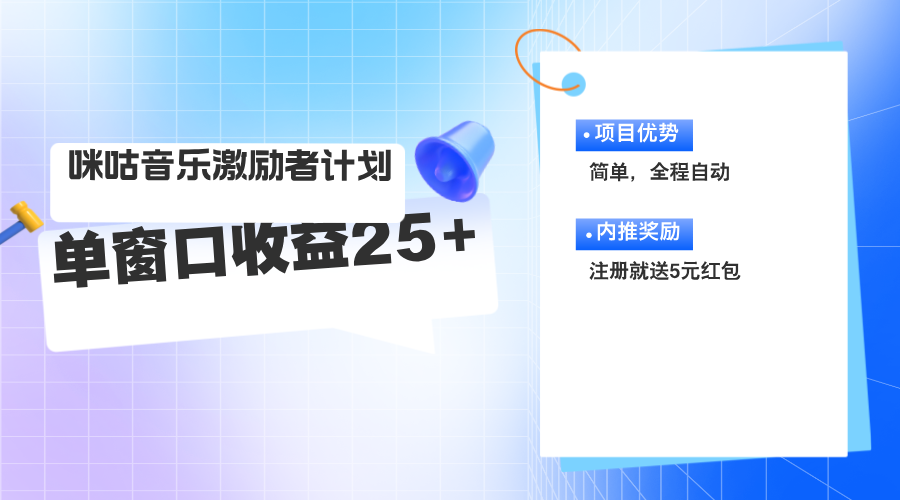 （11942期）咪咕激励者计划，单窗口收益20~25，可矩阵操作-甄选网创