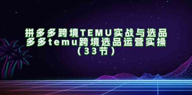 拼多多跨境TEMU实战与选品，多多temu跨境选品运营实操（33节）-甄选网创