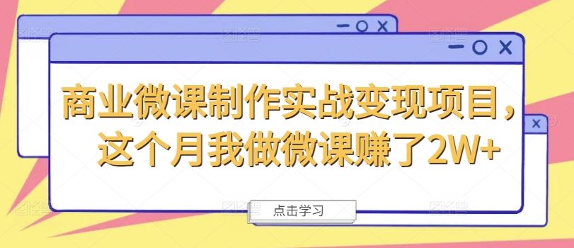 商业微课制作实战变现项目，这个月我做微课赚了2W+-甄选网创