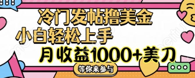 冷门发帖撸美金项目，月收益1000+美金，简单无脑，干就完了【揭秘】-甄选网创