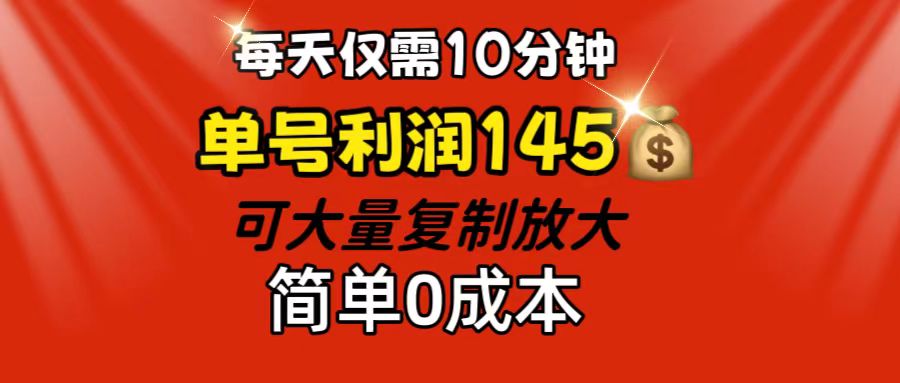 （12027期）每天仅需10分钟，单号利润145 可复制放大 简单0成本-甄选网创