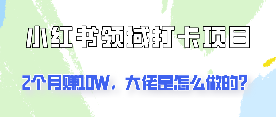 通过小红书领域打卡项目2个月赚10W，大佬是怎么做的？-甄选网创