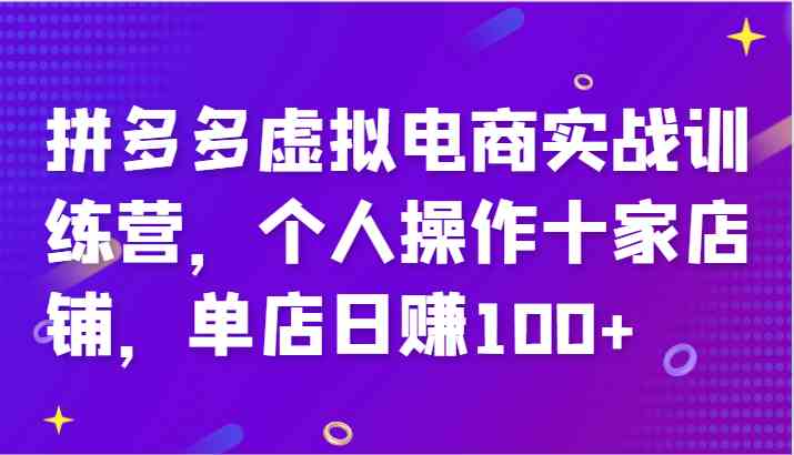 拼多多虚拟电商实战训练营，个人操作十家店铺，单店日赚100+-甄选网创