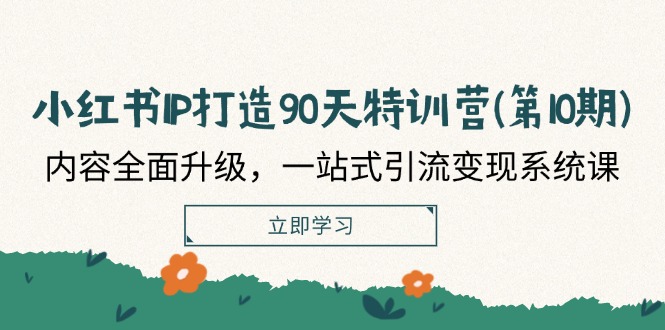 小红书IP打造90天特训营(第10期)：内容全面升级，一站式引流变现系统课-甄选网创