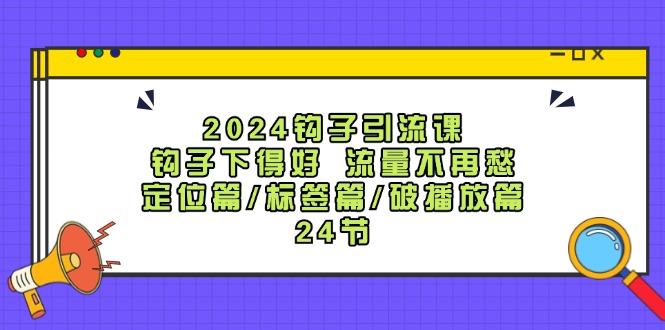 2024钩子引流课：钩子下得好流量不再愁，定位篇/标签篇/破播放篇/24节-甄选网创