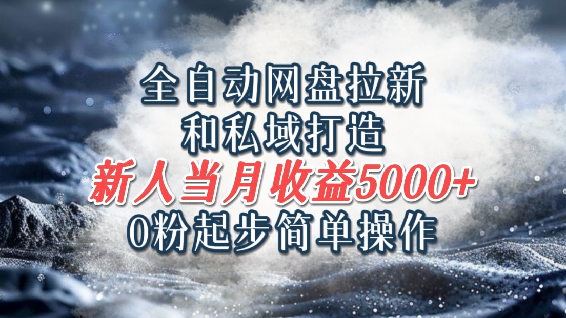 全自动网盘拉新和私域打造，0粉起步简单操作，新人入门当月收益5000以上-甄选网创