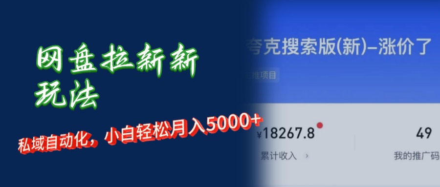 （12141期）网盘拉新+私域运营，小白轻松月入5000+！-甄选网创