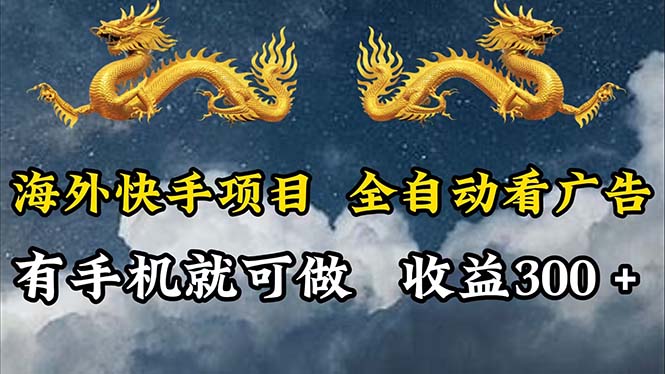 （12175期）海外快手项目，利用工具全自动看广告，每天轻松 300+-甄选网创