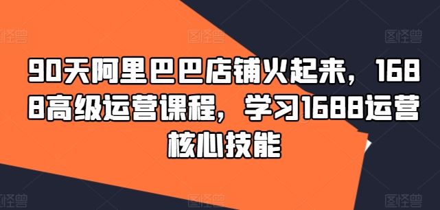 90天阿里巴巴店铺火起来，1688高级运营课程，学习1688运营核心技能-甄选网创