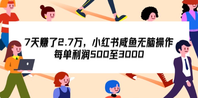 （12192期）7天收了2.7万，小红书咸鱼无脑操作，每单利润500至3000-甄选网创