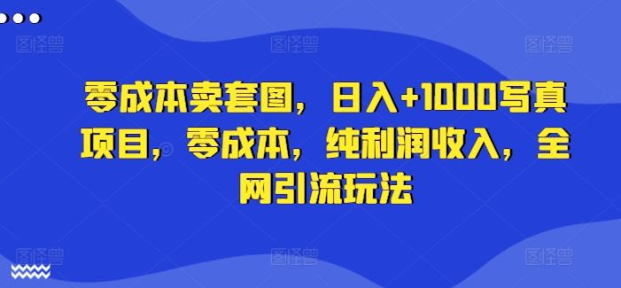 零成本卖套图，日入+1000写真项目，零成本，纯利润收入，全网引流玩法-甄选网创