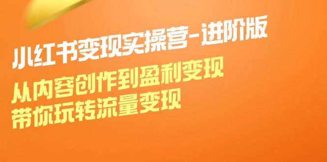 （12234期）小红书变现实操营-进阶版：从内容创作到盈利变现，带你玩转流量变现-甄选网创