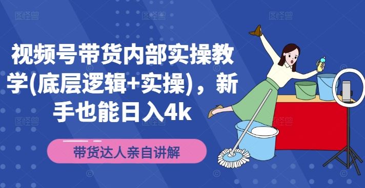 视频号带货内部实操教学(底层逻辑+实操)，新手也能日入4k-甄选网创