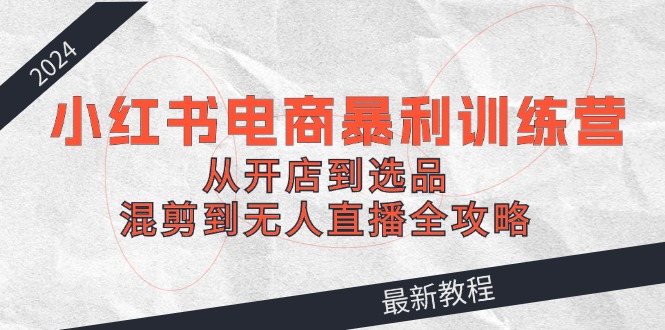 （12361期）2024小红书电商暴利训练营：从开店到选品，混剪到无人直播全攻略-甄选网创