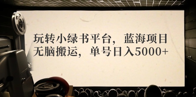 （12366期）玩转小绿书平台，蓝海项目，无脑搬运，单号日入5000+-甄选网创