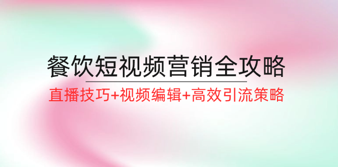 餐饮短视频营销全攻略：直播技巧+视频编辑+高效引流策略-甄选网创