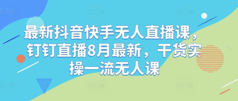 最新抖音快手无人直播课，钉钉直播8月最新，干货实操一流无人课-甄选网创