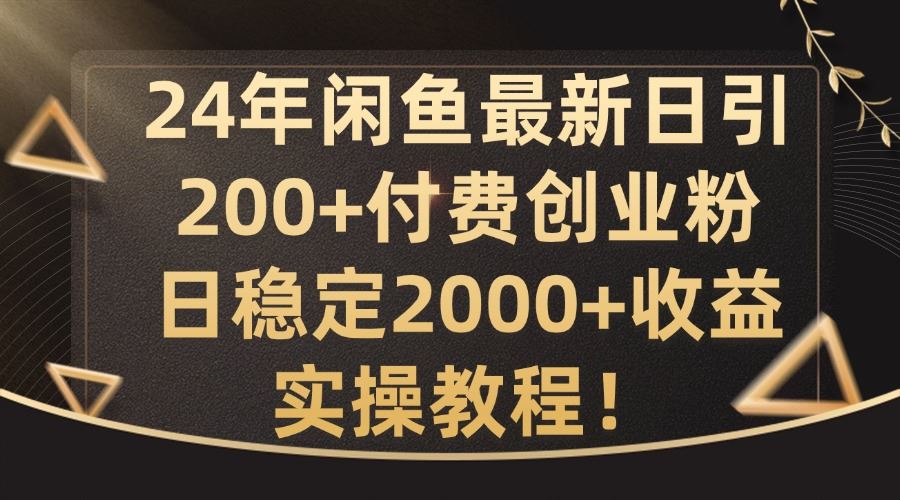 24年闲鱼最新日引200+付费创业粉日稳2000+收益，实操教程【揭秘】-甄选网创