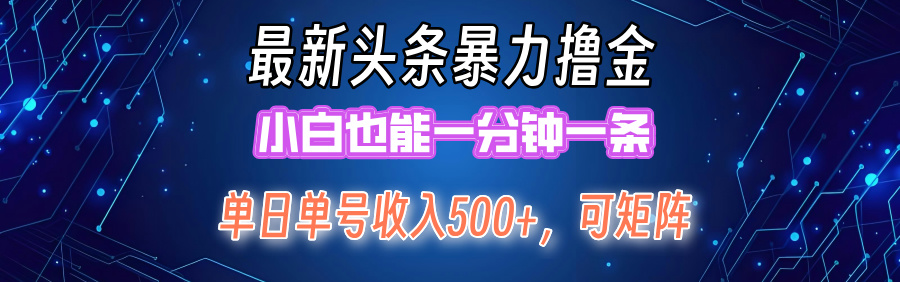 （12380期）最新暴力头条掘金日入500+，矩阵操作日入2000+ ，小白也能轻松上手！-甄选网创