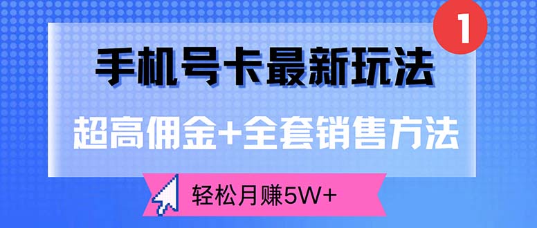 （12375期）手机号卡最新玩法，超高佣金+全套销售方法，轻松月赚5W+-甄选网创