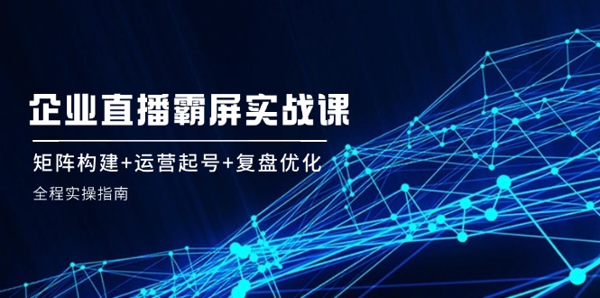 （12338期）企 业 直 播 霸 屏实战课：矩阵构建+运营起号+复盘优化，全程实操指南-甄选网创