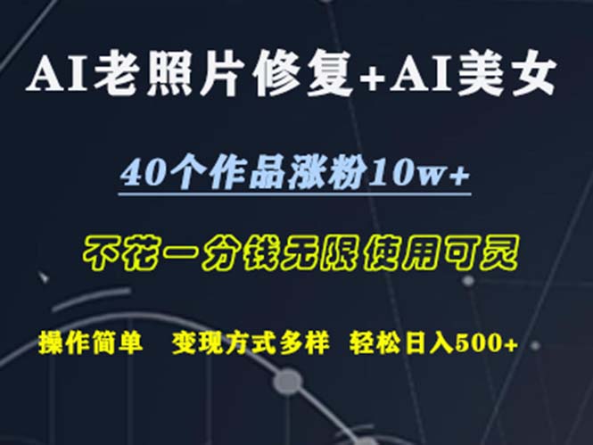 （12489期）AI老照片修复+AI美女玩发  40个作品涨粉10w+  不花一分钱使用可灵  操…-甄选网创