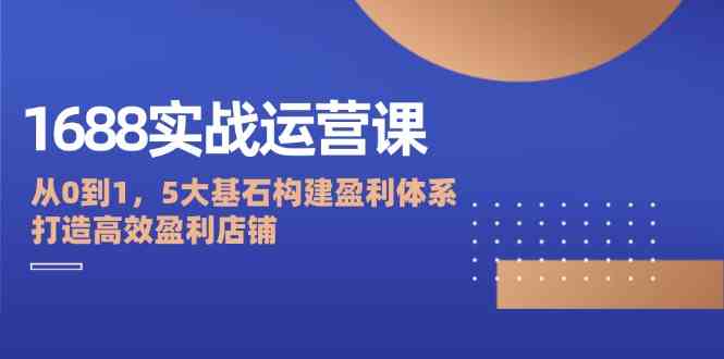 1688实战运营课：从0到1，5大基石构建盈利体系，打造高效盈利店铺-甄选网创