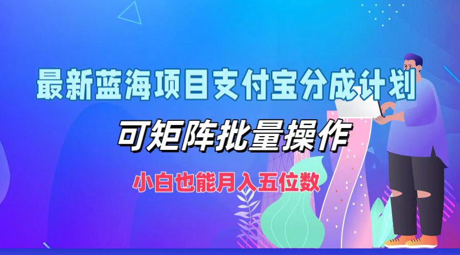 最新蓝海项目支付宝分成计划，可矩阵批量操作，小白也能月入五位数-甄选网创