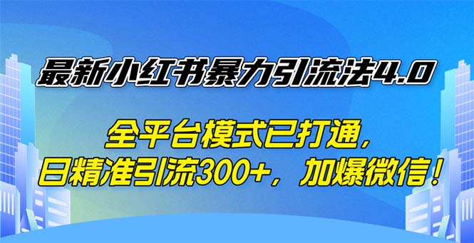 （12505期）最新小红书暴力引流法4.0， 全平台模式已打通，日精准引流300+，加爆微…-甄选网创