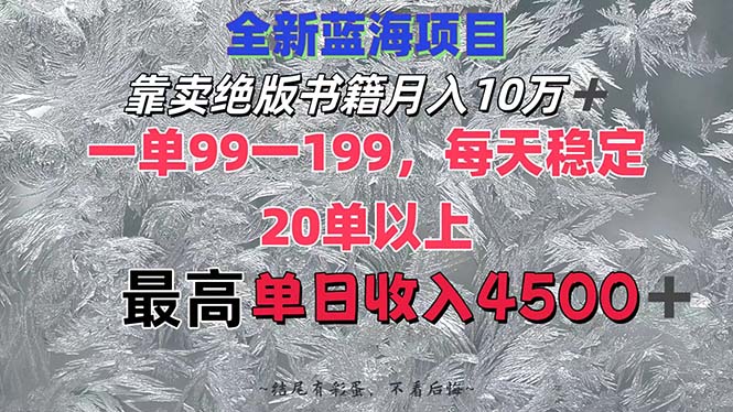 （12512期）靠卖绝版书籍月入10W+,一单99-199，一天平均20单以上，最高收益日入4500+-甄选网创