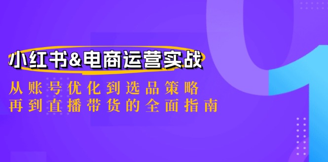 小红书&电商运营实战：从账号优化到选品策略，再到直播带货的全面指南-甄选网创