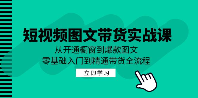 短视频图文带货实战课：从开通橱窗到爆款图文，零基础入门到精通带货-甄选网创