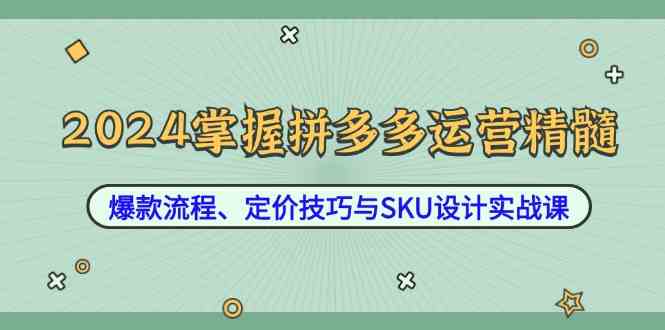 2024掌握拼多多运营精髓：爆款流程、定价技巧与SKU设计实战课-甄选网创