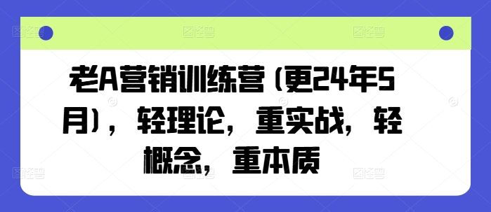 老A营销训练营(更24年9月)，轻理论，重实战，轻概念，重本质-甄选网创