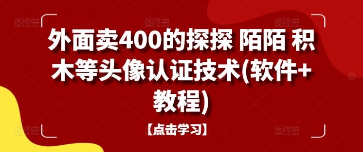 外面卖400的探探 陌陌 积木等头像认证技术(软件+教程)-甄选网创