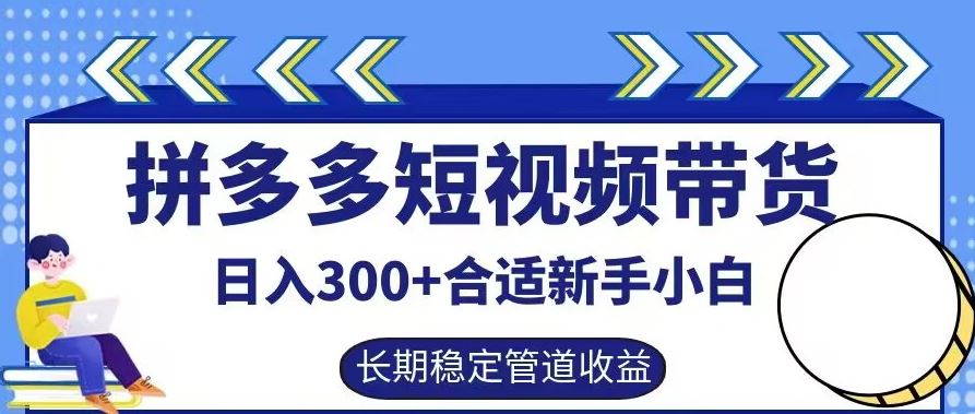 拼多多短视频带货日入300+有长期稳定被动收益，合适新手小白【揭秘】-甄选网创