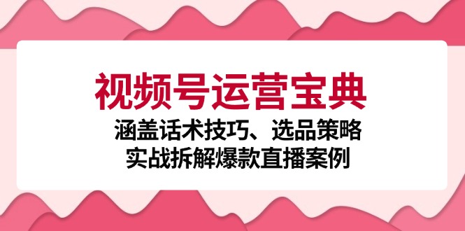 （12808期）视频号运营宝典：涵盖话术技巧、选品策略、实战拆解爆款直播案例-甄选网创