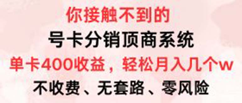 （12820期）号卡分销顶商系统，单卡400+收益。0门槛免费领，月入几W超轻松！-甄选网创