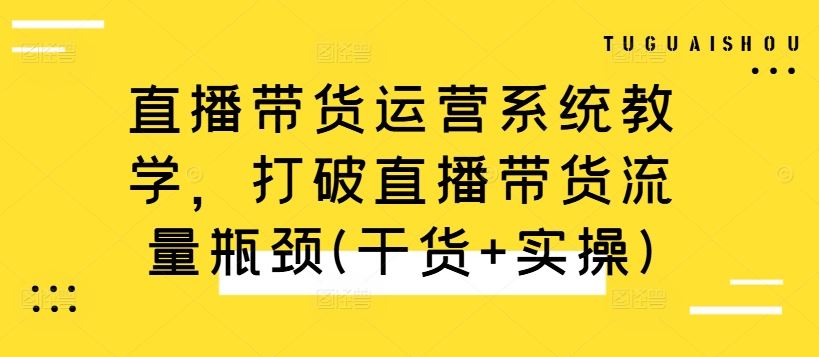 直播带货运营系统教学，打破直播带货流量瓶颈(干货+实操)-甄选网创