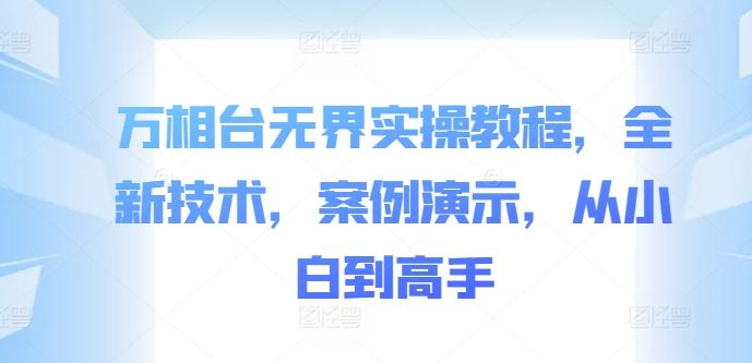 万相台无界实操教程，全新技术，案例演示，从小白到高手-甄选网创