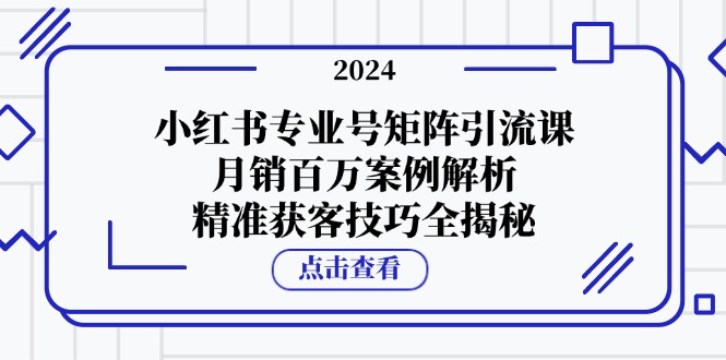 （12943期）小红书专业号矩阵引流课，月销百万案例解析，精准获客技巧全揭秘-甄选网创