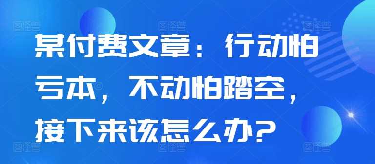 某付费文章：行动怕亏本，不动怕踏空，接下来该怎么办?-甄选网创