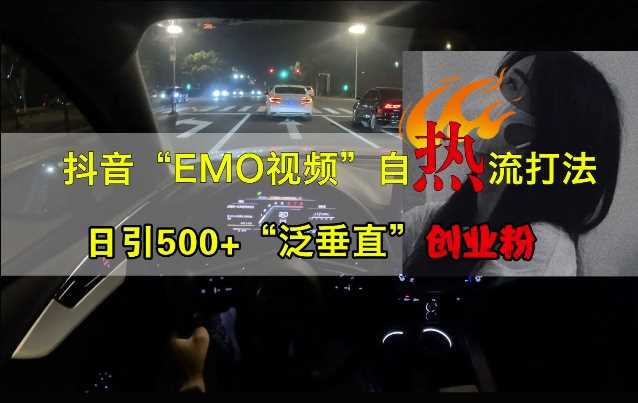 抖音EMO视频自热打法，日引500+“泛垂直”创业粉-甄选网创