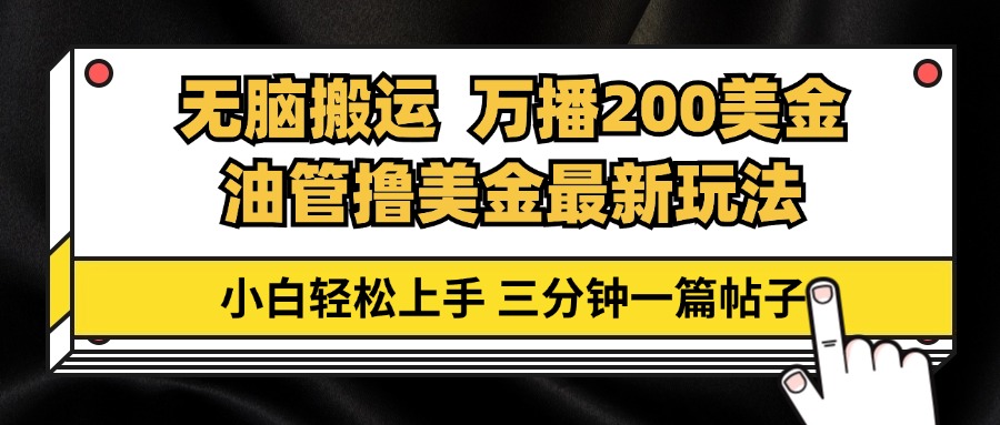 （13050期）油管无脑搬运撸美金玩法教学，万播200刀，三分钟一篇帖子，小白轻松上手-甄选网创