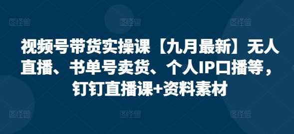 视频号带货实操课【10月最新】无人直播、书单号卖货、个人IP口播等，钉钉直播课+资料素材-甄选网创