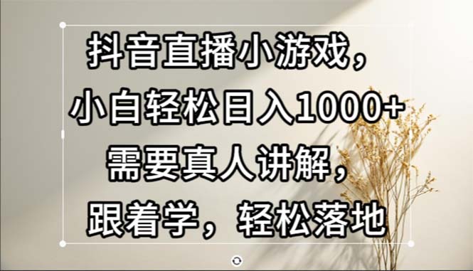 （13075期）抖音直播小游戏，小白轻松日入1000+需要真人讲解，跟着学，轻松落地-甄选网创